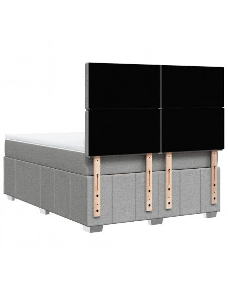 Giroletto a Molle con Materasso Grigio Chiaro 140x200cm Tessuto