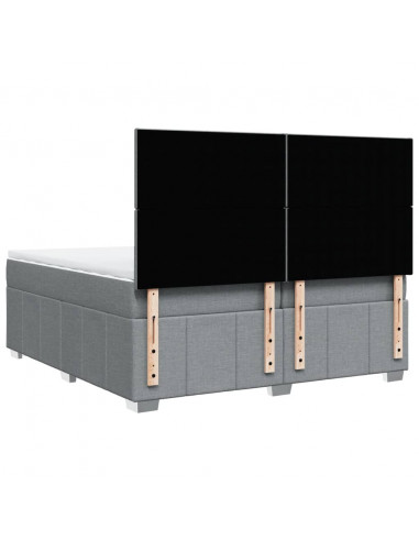 Giroletto a Molle con Materasso Grigio Chiaro 200x200cm Tessuto