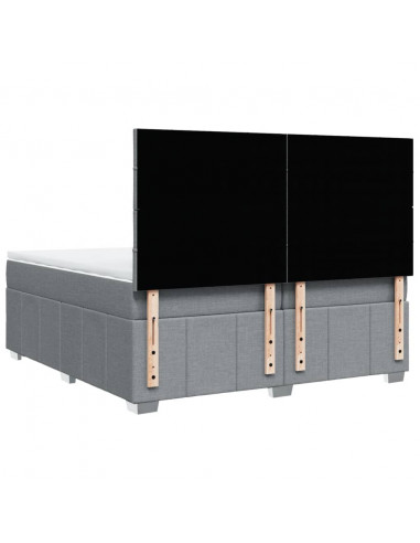 Giroletto a Molle con Materasso Grigio Chiaro 200x200cm Tessuto