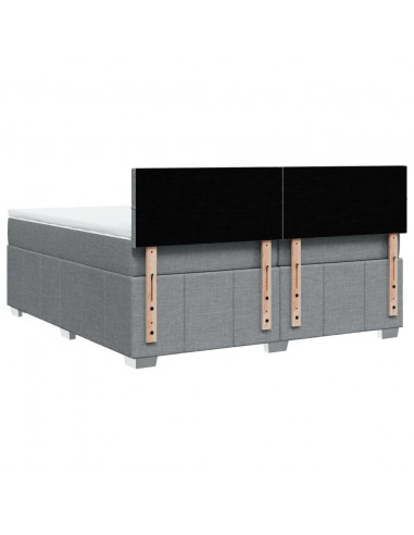 Giroletto a Molle con Materasso Grigio Chiaro 200x200cm Tessuto