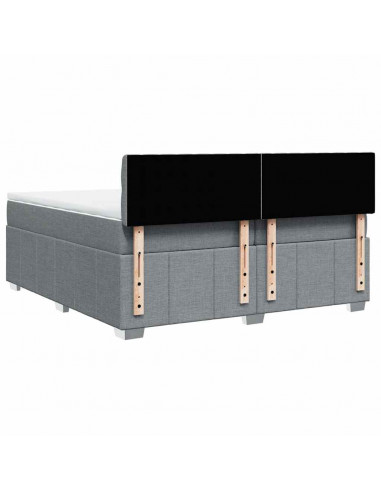 Giroletto a Molle con Materasso Grigio Chiaro 200x200cm Tessuto