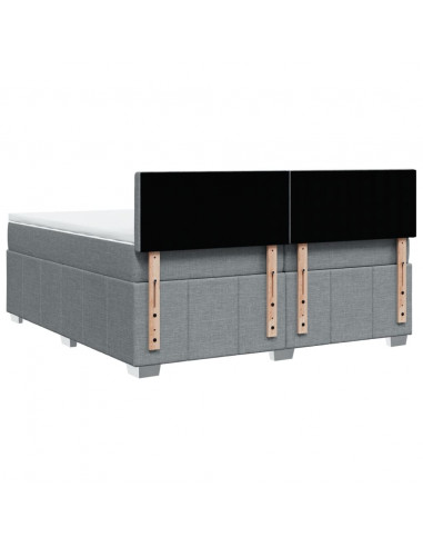 Giroletto a Molle con Materasso Grigio Chiaro 200x200cm Tessuto