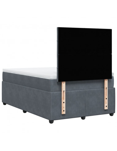 Giroletto a Molle con Materasso Grigio Scuro 120x190 cm Velluto