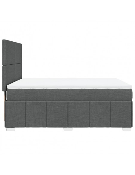 Giroletto a Molle con Materasso Grigio Scuro 140x190 cm Tessuto