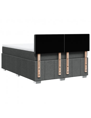 Giroletto a Molle con Materasso Grigio Scuro 140x200cm Tessuto