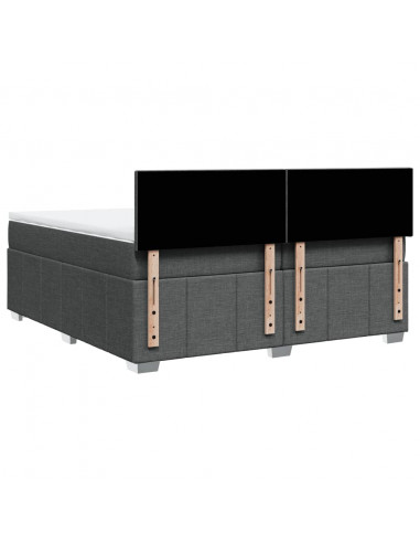 Giroletto a Molle con Materasso Grigio Scuro 200x200 cm Tessuto