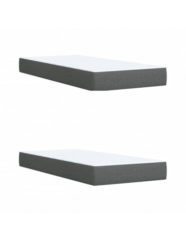 Giroletto a Molle con Materasso Grigio Scuro 200x200 cm Tessuto