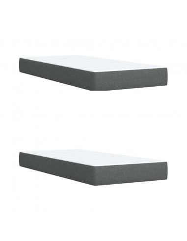 Giroletto a Molle con Materasso Grigio Scuro 200x200 cm Tessuto