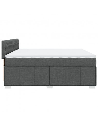 Giroletto a Molle con Materasso Grigio Scuro 200x200 cm Tessuto