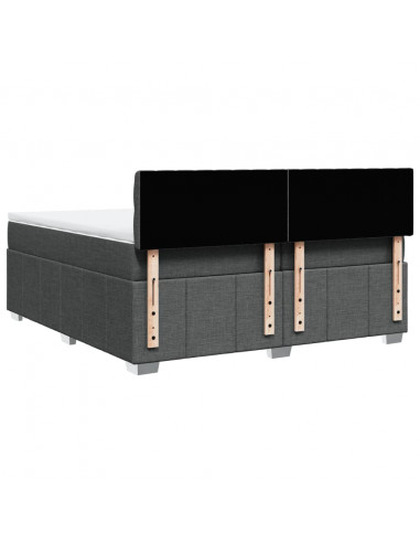 Giroletto a Molle con Materasso Grigio Scuro 200x200 cm Tessuto