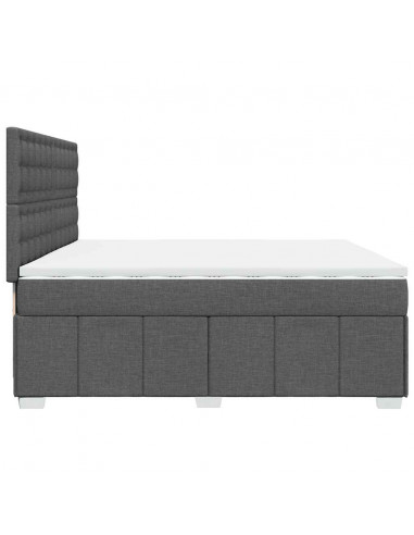 Giroletto a Molle con Materasso Grigio Scuro 200x200 cm Tessuto