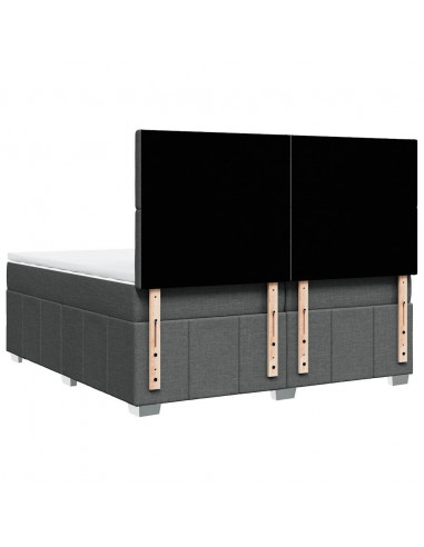 Giroletto a Molle con Materasso Grigio Scuro 200x200 cm Tessuto