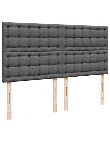 Giroletto a Molle con Materasso Grigio Scuro 200x200 cm Tessuto
