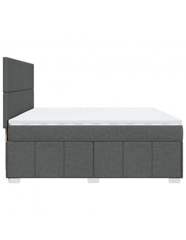 Giroletto a Molle con Materasso Grigio Scuro 200x200 cm Tessuto