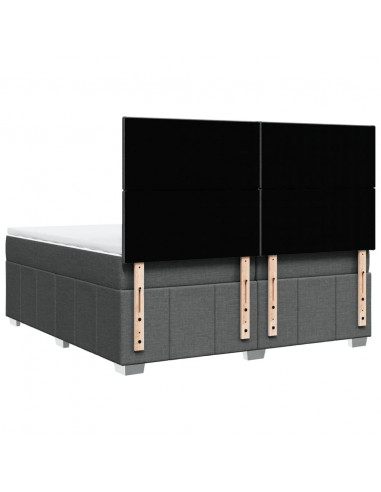 Giroletto a Molle con Materasso Grigio Scuro 200x200 cm Tessuto