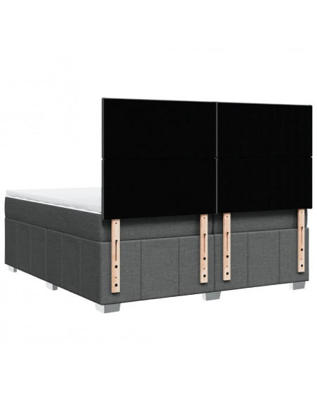 Giroletto a Molle con Materasso Grigio Scuro 200x200 cm Tessuto