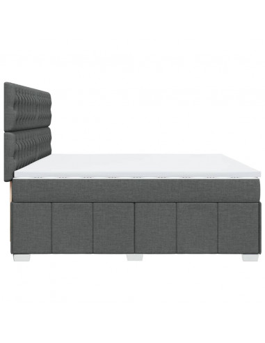 Giroletto a Molle con Materasso Grigio Scuro 200x200 cm Tessuto