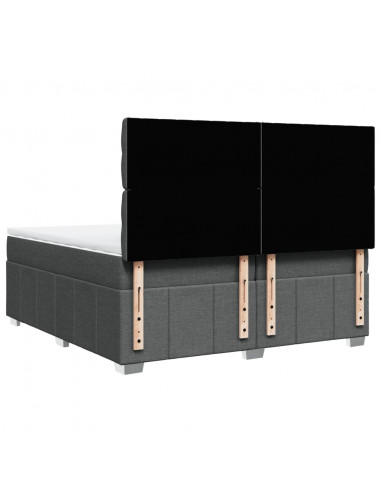 Giroletto a Molle con Materasso Grigio Scuro 200x200 cm Tessuto