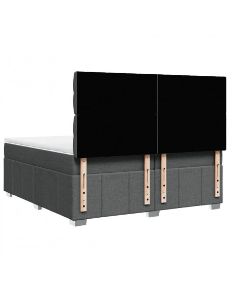 Giroletto a Molle con Materasso Grigio Scuro 200x200 cm Tessuto