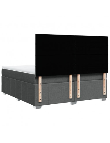 Giroletto a Molle con Materasso Grigio Scuro 200x200 cm Tessuto