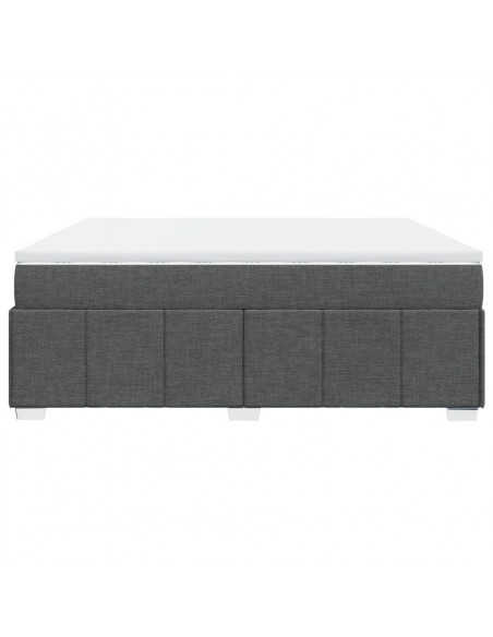 Giroletto a Molle con Materasso Grigio Scuro 200x200 cm Tessuto