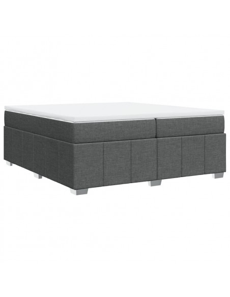 Giroletto a Molle con Materasso Grigio Scuro 200x200 cm Tessuto