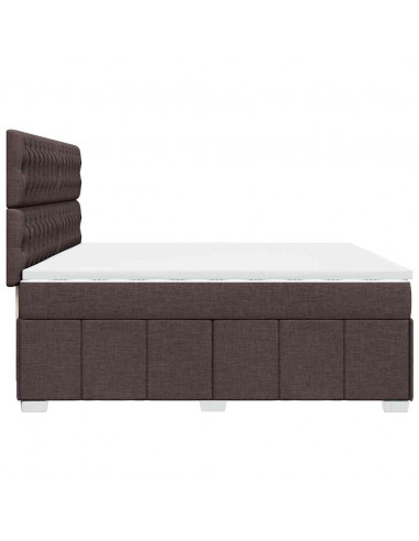 Giroletto a Molle con Materasso Marrone Scuro 200x200cm Tessuto