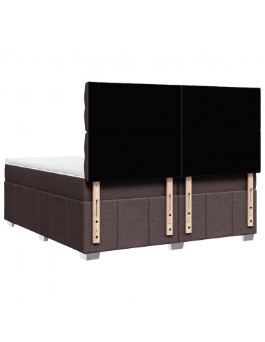 Giroletto a Molle con Materasso Marrone Scuro 200x200cm Tessuto