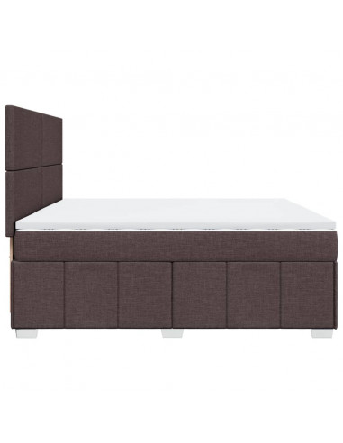 Giroletto a Molle con Materasso Marrone Scuro 200x200cm Tessuto