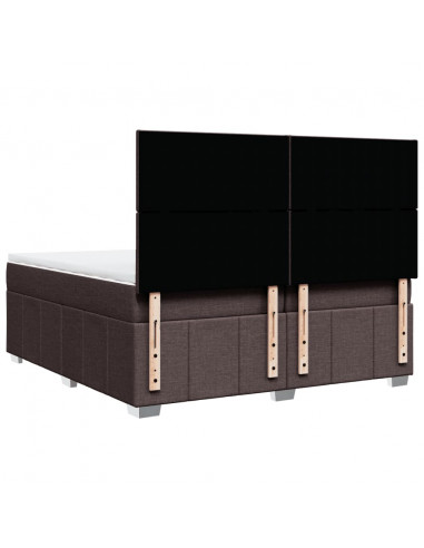 Giroletto a Molle con Materasso Marrone Scuro 200x200cm Tessuto