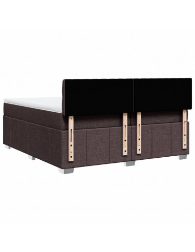 Giroletto a Molle con Materasso Marrone Scuro 200x200cm Tessuto