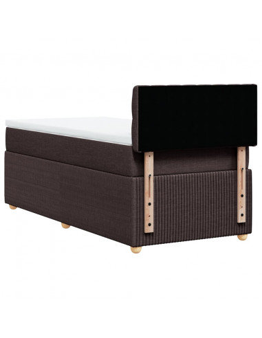 Giroletto a Molle con Materasso Marrone Scuro 80x200 cm Tessuto