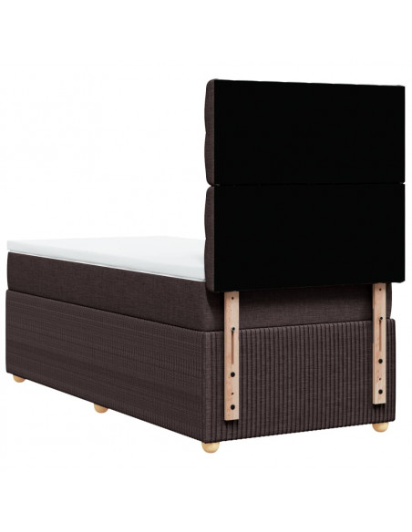 Giroletto a Molle con Materasso Marrone Scuro 80x200 cm Tessuto