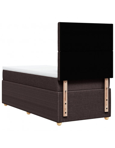 Giroletto a Molle con Materasso Marrone Scuro 90x190cm Tessuto