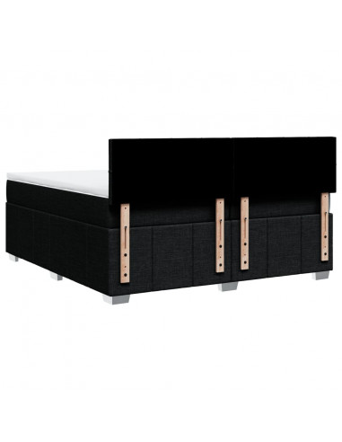 Giroletto a Molle con Materasso Nero 200x200 cm in Tessuto