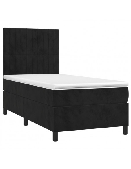 Giroletto a Molle con Materasso Nero 80x200 cm in Velluto