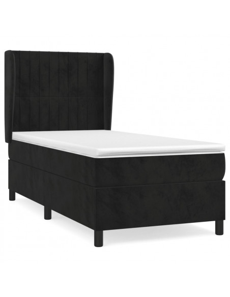 Giroletto a Molle con Materasso Nero 80x200 cm in Velluto
