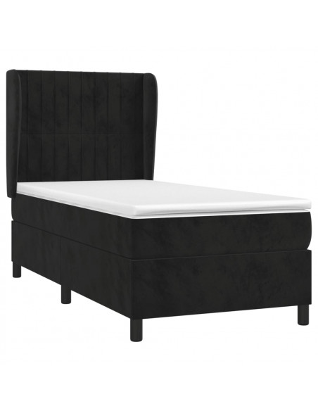 Giroletto a Molle con Materasso Nero 80x200 cm in Velluto