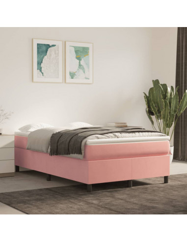 Giroletto a Molle con Materasso Rosa 120x190 cm in Velluto