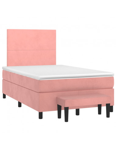 Giroletto a Molle con Materasso Rosa 120x190 cm in Velluto