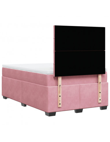 Giroletto a Molle con Materasso Rosa 120x190 cm in Velluto