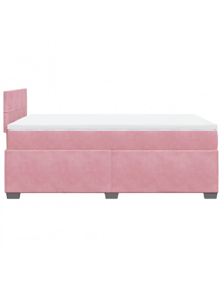 Giroletto a Molle con Materasso Rosa 120x190 cm in Velluto