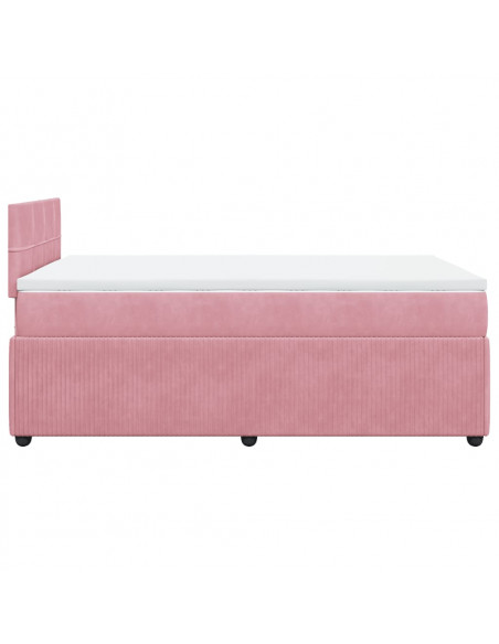 Giroletto a Molle con Materasso Rosa 120x190 cm in Velluto