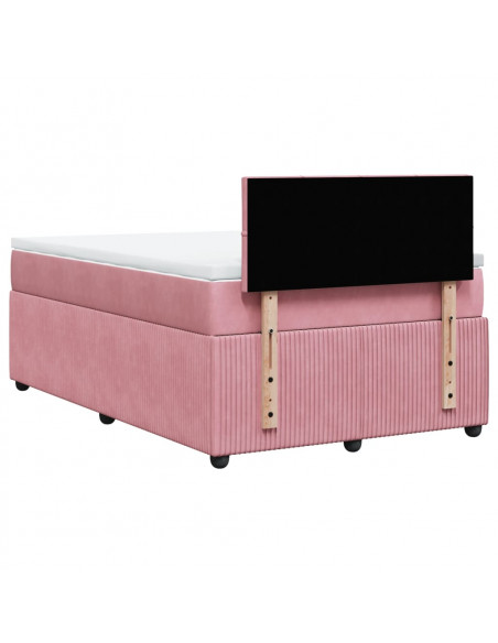 Giroletto a Molle con Materasso Rosa 120x190 cm in Velluto