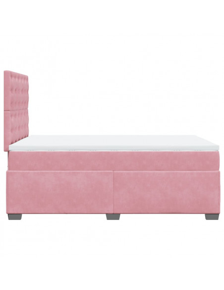 Giroletto a Molle con Materasso Rosa 120x190 cm in Velluto