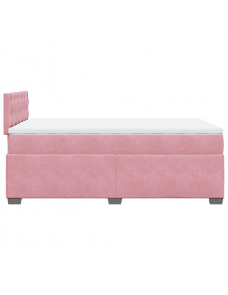 Giroletto a Molle con Materasso Rosa 120x190 cm in Velluto