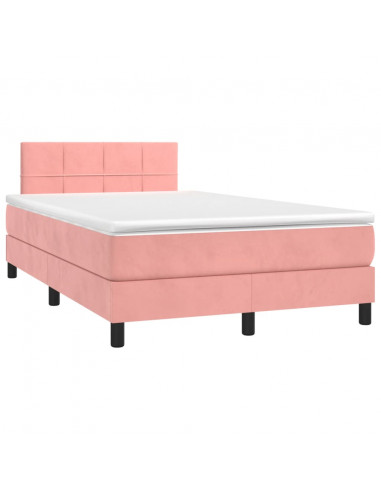 Giroletto a Molle con Materasso Rosa 120x190 cm in Velluto