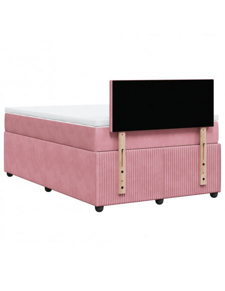 Giroletto a Molle con Materasso Rosa 120x190 cm in Velluto