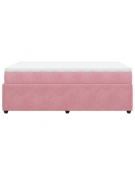 Giroletto a Molle con Materasso Rosa 120x190 cm in Velluto