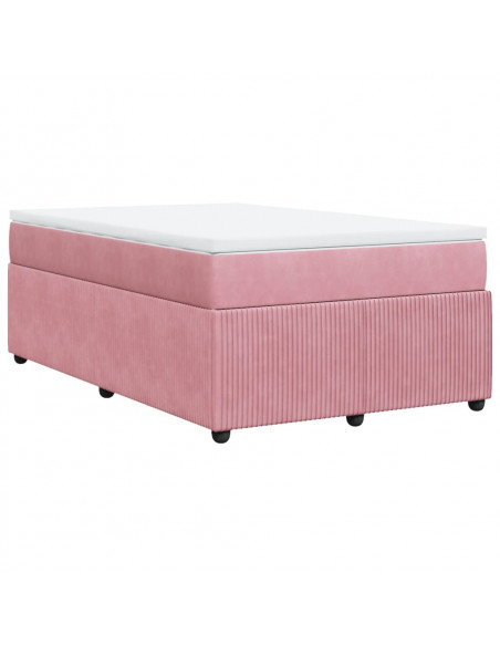 Giroletto a Molle con Materasso Rosa 120x190 cm in Velluto